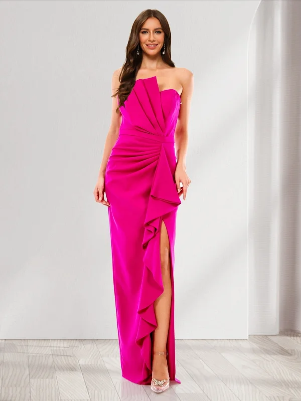 Crazy Savings Sheath/Column Strapless Sleeveless Split Side Bridesmaid Dresses