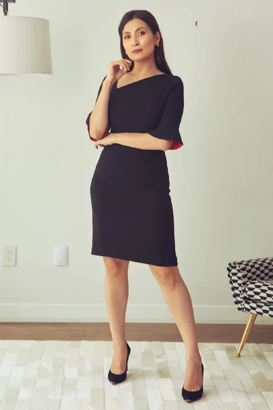 Weekend Special Kate Bell Sleeve Dress - Black and Red
