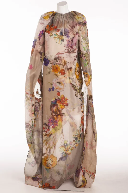 Season Finale Sale Etro - Butterfly Infinity Sleeve Caftan Dress Nude & Floral - IT 42