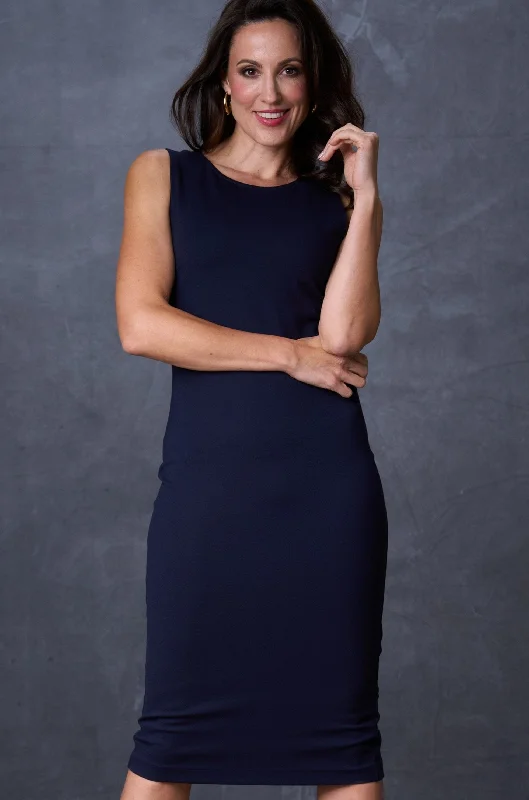 Instant Discount The Zaha Dress Round Neck Navy