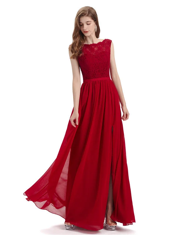 Quick Sale A-line Cheap Top Lace Floor-Length Bridesmaid Dresses