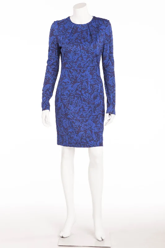 Major Savings Matthew Williamson - Blue Floral Long Sleeve Dress - UK 12