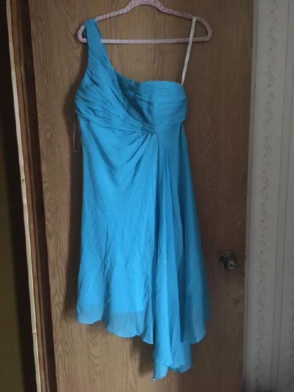 Markdown Madness David's Bridal Short One Shoulder Chiffon Dress/F15608
