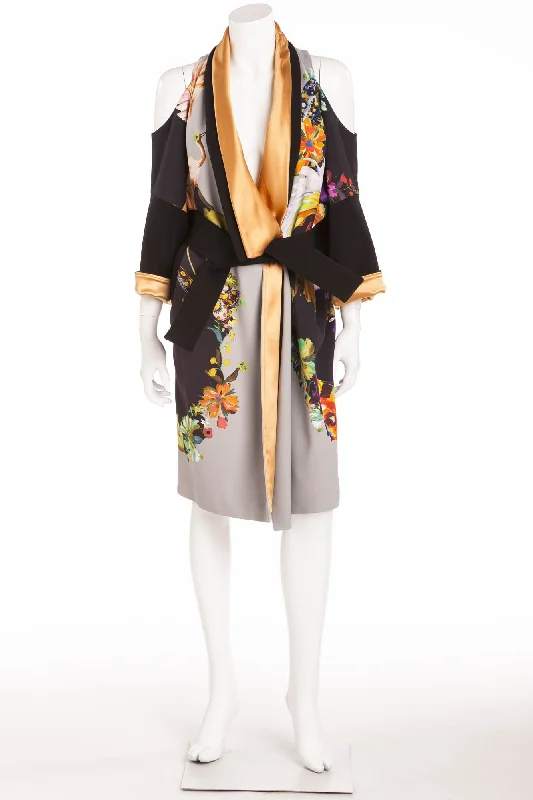 Price Slash Etro - As Seen on the Runway 2013 Spring/Summer Collection - New with Tags Cold Shoulder 3/4 Sleeve Multicolor Dress with Belt - IT 42