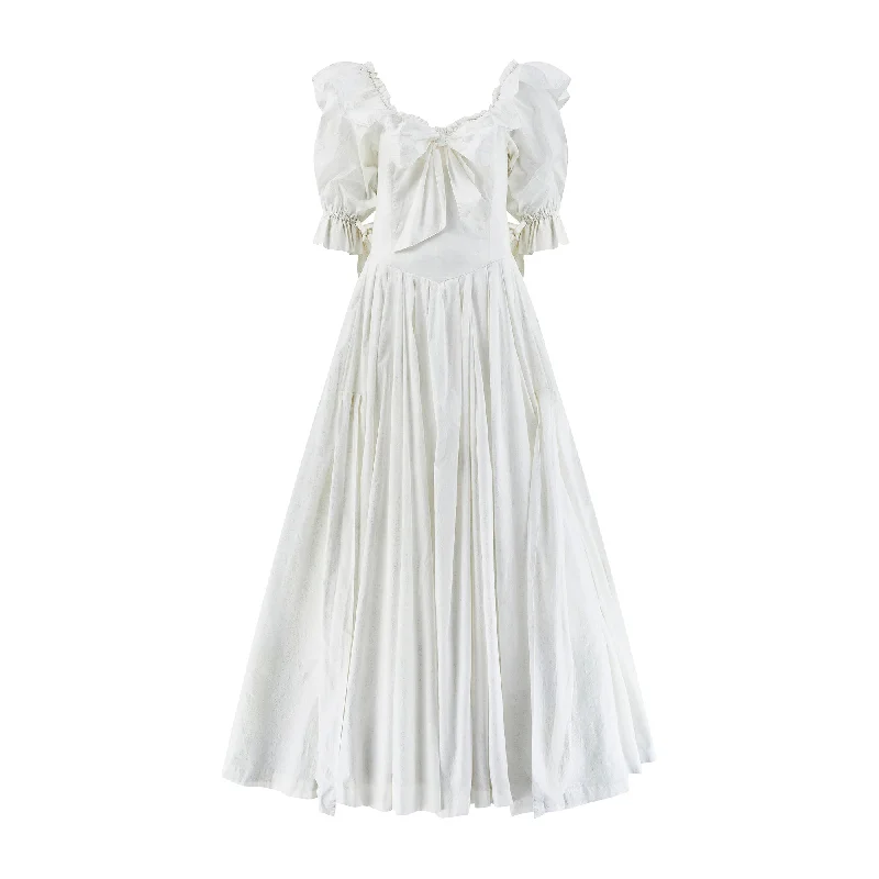 Bonus Savings 1980s Laura Ashley White Embossed Print Wedding Dress