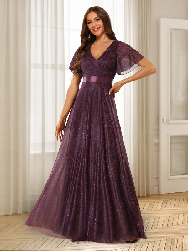 Price Rollback A-Line/Princess V-Neck Floor-Length Ruffles Bridesmaid Dresses