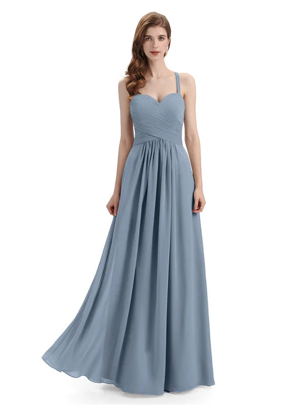 Hot Deal Elegant Spaghetti Strap Sweetheart Floor Length Bridesmaid Dresses