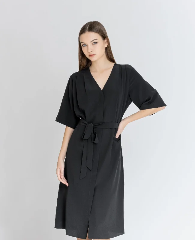 Deal Alert Silk V-neck Shirt Dress