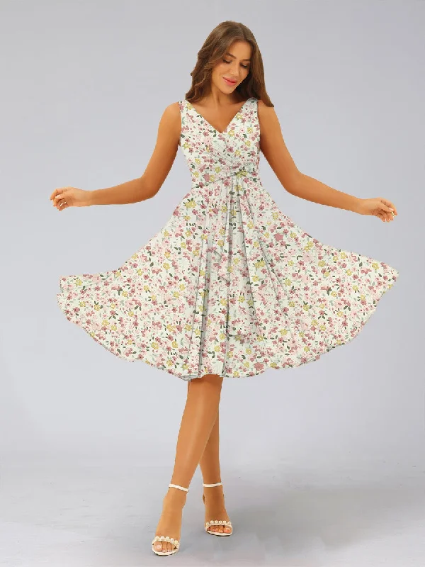 Customer Appreciation Sale A-Line/Princess V-Neck Sleeveless Ruched Floral Bridesmaid Dresses Customer Appreciation Sale A-Line/Princess V-Neck Sleeveless Ruched Floral Bridesmaid Dresses