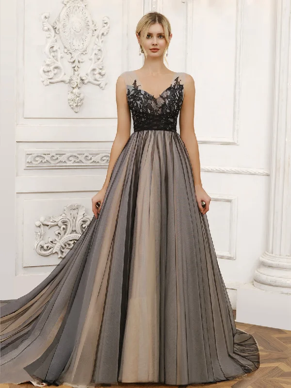 Exclusive Offers Tulle V-Neck Sleeveless Ball Gown Wedding Dresses with Beading