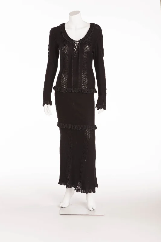 Limited Time Chloe - Long Sleeve Black Knit Dress - FR 38