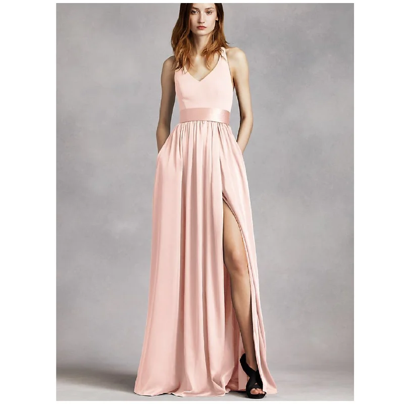 Closeout Vera Wang White V Neck Halter with Sash