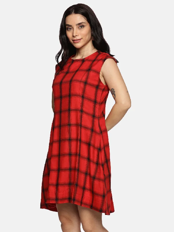 Buy More, Save More Women Checked Cotton A-Line Dress
