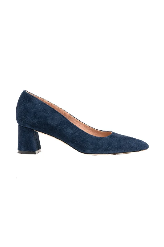 Midnight Sale Suede Lower Block Heel - Noble Navy