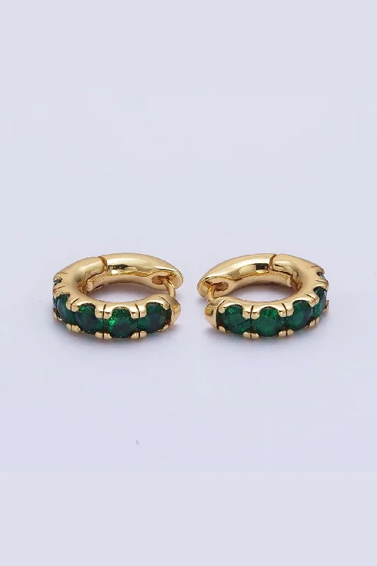 Deal Mania Pave Huggies - Green/Gold