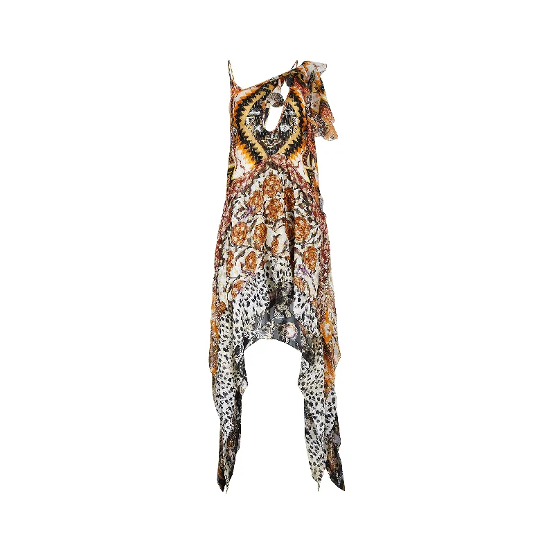 Huge Discounts Y2K Roberto Cavalli Handkerchief Hem Silk Dress