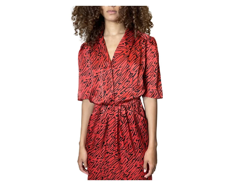 Bargain Prices Original Vintage Red & Black Printed Dress UK 8 - 12