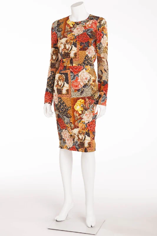 Fantastic Offers Dolce & Gabbana - Long Sleeve Tapestry and BullDog Print Dress - IT 42