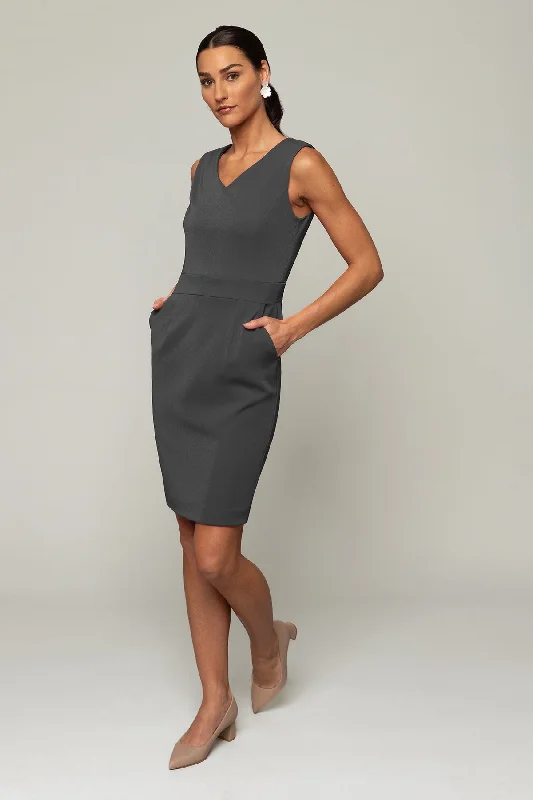 Mega Deal Alyssa Dress V Back - Charcoal