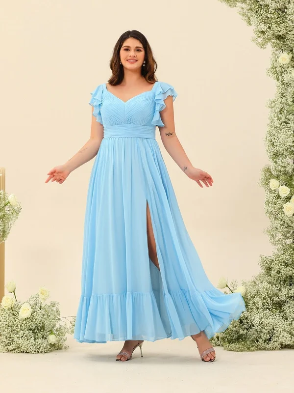 Final Clearance A-Line/Princess Ankle-Length Sleeveless Plus Size Bridesmaid Dresses With Ruffles