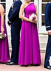 Super Sale Alfred Angelo Draped Chiffon Full Length Bridesmaid Dress #7243