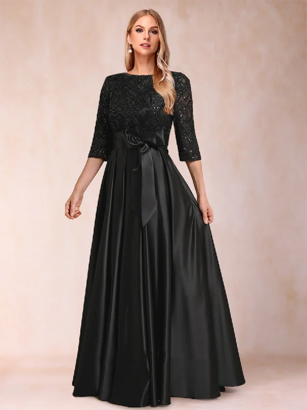 Exclusive Access A-Line/Princess Scoop Half Sleeves Mother of the Bride Dresses with Appliques & Bow