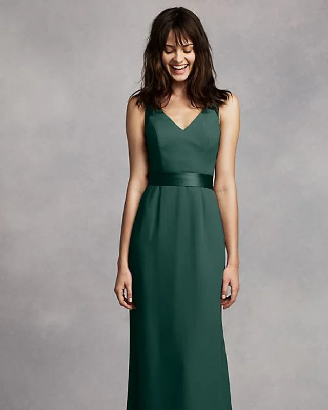 Massive Deals Vera Wang Long V NeckCrepe Gown with open back