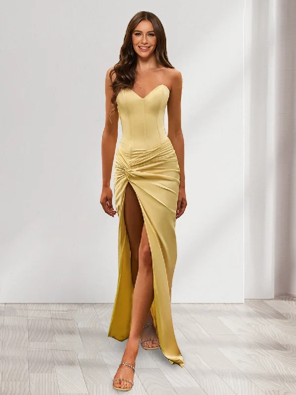 Steals and Deals Sheath/Column Sweetheart Sleeveless Bridesmaid Dresses with Split Side