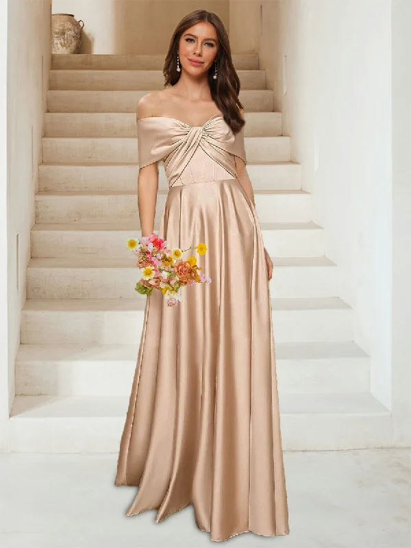 Price Drop Alert A-Line/Princess Off-the-Shoulder Sleeveless Ruched Bridesmaid Dresses