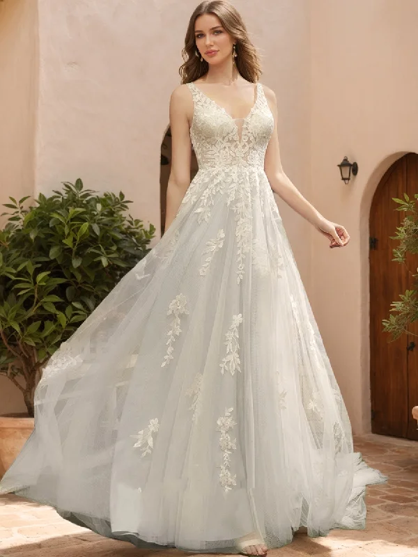 Fantastic Offers Ball Gown V-Neck Sleeveless Sequins Wedding Dresses