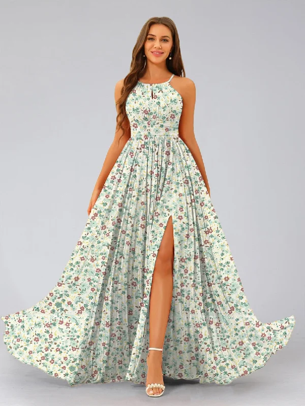 Instant Discount A-Line/Princess Halter Sleeveless Ruched Floral Bridesmaid Dresses Instant Discount A-Line/Princess Halter Sleeveless Ruched Floral Bridesmaid Dresses