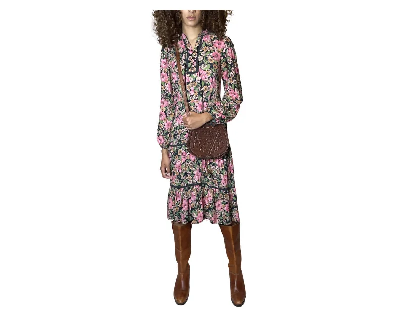 Massive Deals Vintage Original 1970's Floral Print Dress UK 10 - 12