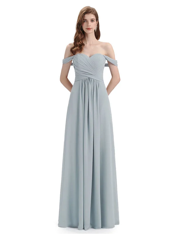 Fantastic Deals Elegant Off-The-Shoulder Sweetheart Maxi Bridesmaid Dresses Online