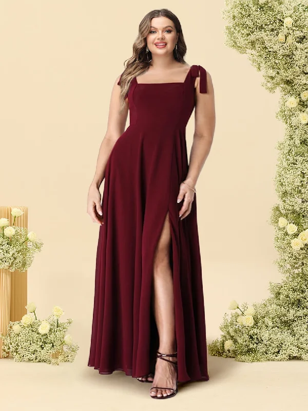 Huge Savings A-Line/Princess Spaghetti Straps Floor-Length Plus Size Bridesmaid Dresses With Split Side