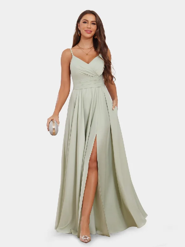 Price Rollback A-Line/Princess Spaghetti Straps Sleeveless Evening Dresses with Ruched