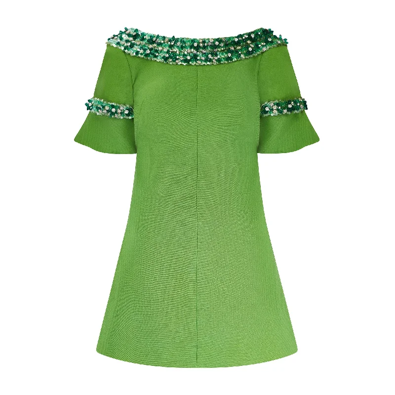 New Markdowns 1960s Paola Sidoli Alta Moda Green Beaded Mini Dress