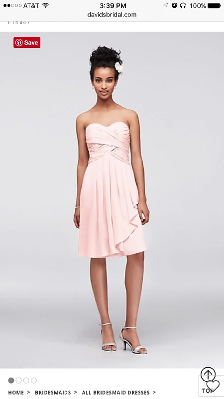 Seasonal Clearance David's Bridal Strapless Crinkle Chiffon