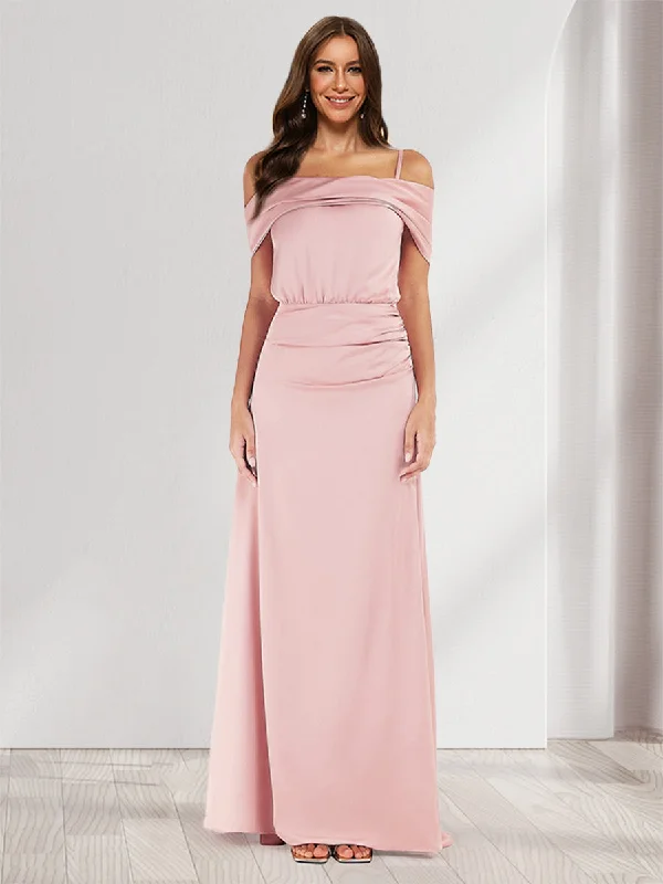Hot Deal A-Line/Princess Cold Shoulder Sleeveless Ruched Bridesmaid Dresses