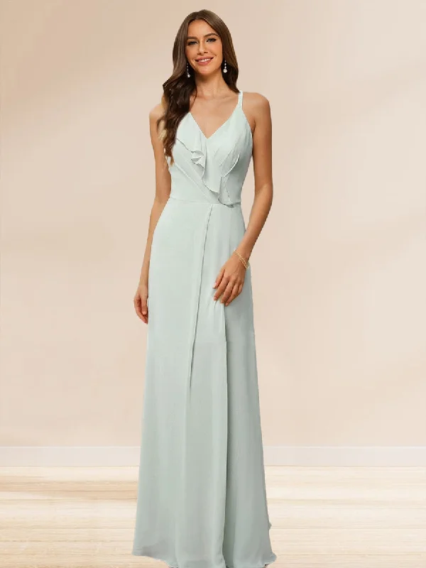 Online Specials A-Line/Princess V-Neck Sleeveless Ruffles Bridesmaid Dresses