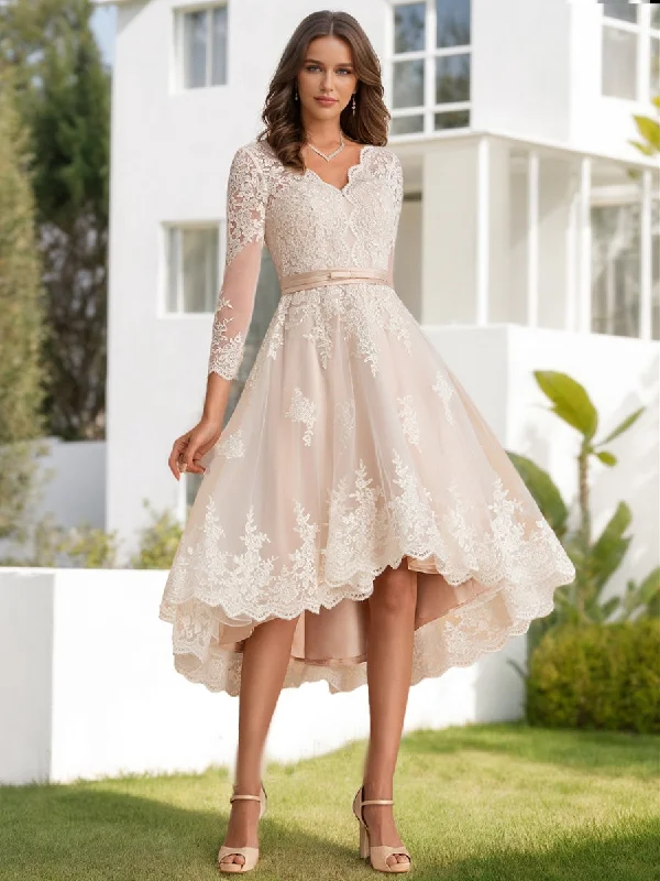 Bargain Blast Ball Gown V-Neck 3/4 Sleeves Lace Wedding Dresses
