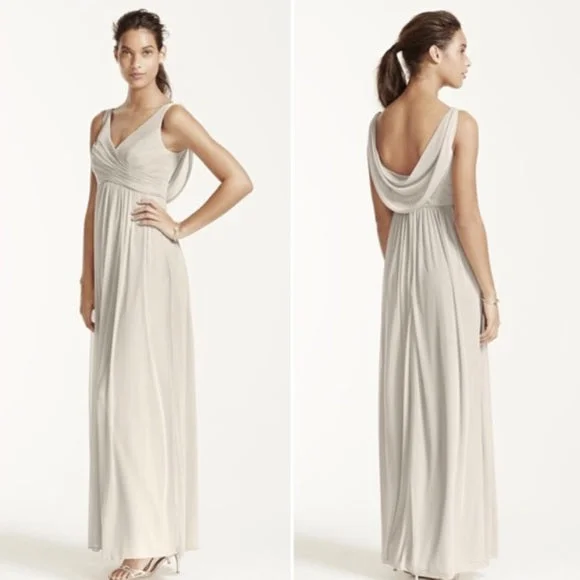 Weekend Deal David's Bridal Long Mesh with Cowl Back