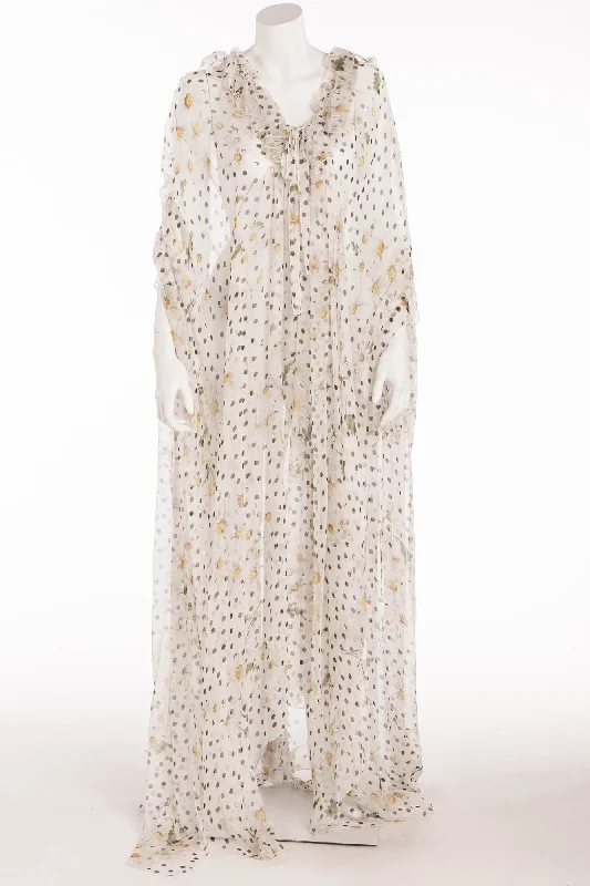 Best Deals Dolce & Gabbana - White Black Polka Dot & Daisy Caftan Dress -