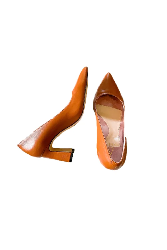 Anniversary Sale Leather Block Heel Pump - Courageous Caramel