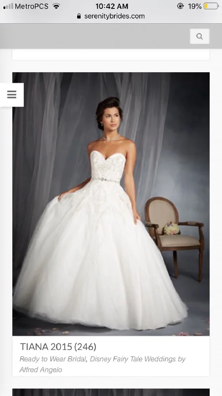 Customer Appreciation Sale Alfred Angelo Disney Tiana dress 2015