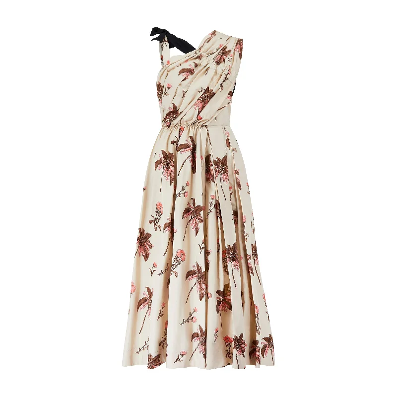 Price Cut 2008 Resort Prada Silk Floral Box Pleat Maxi Dress