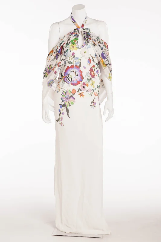 Early Bird Discount Etro - As seen on the Runway 2013 Spring/Summer Collection - Long White Floral Dress - IT 40