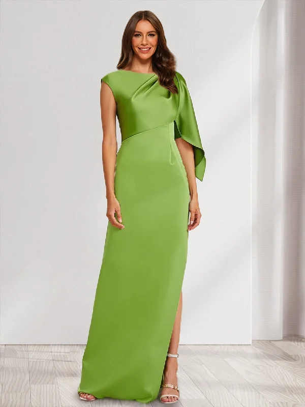 Instant Discount Sheath/Column Scoop Asymmetrical Split Side Bridesmaid Dresses