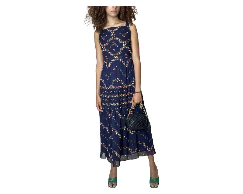 Epic Deals Original Preloved Navy Floral Print Maxi Dress UK 14 - 16
