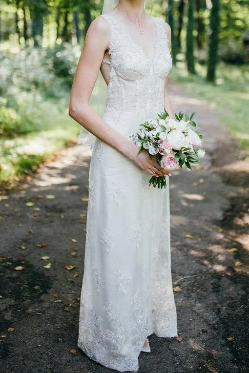 Sneak Peek Sale Other Embroidered Silk Tulle Sleeveless A-Line