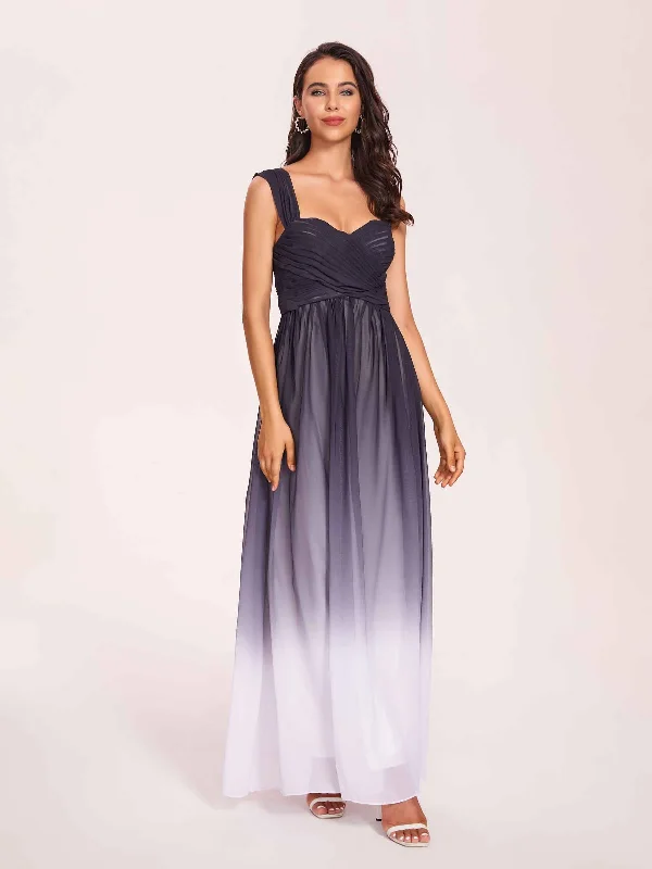 Act Fast Chic A-line Chiffon Long Ombre Bridesmaid Dresses Online